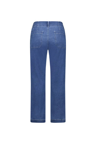 Vassalli - Straight Leg Ankle Grazer Jean Front Patch Pockets-Blue Hue
