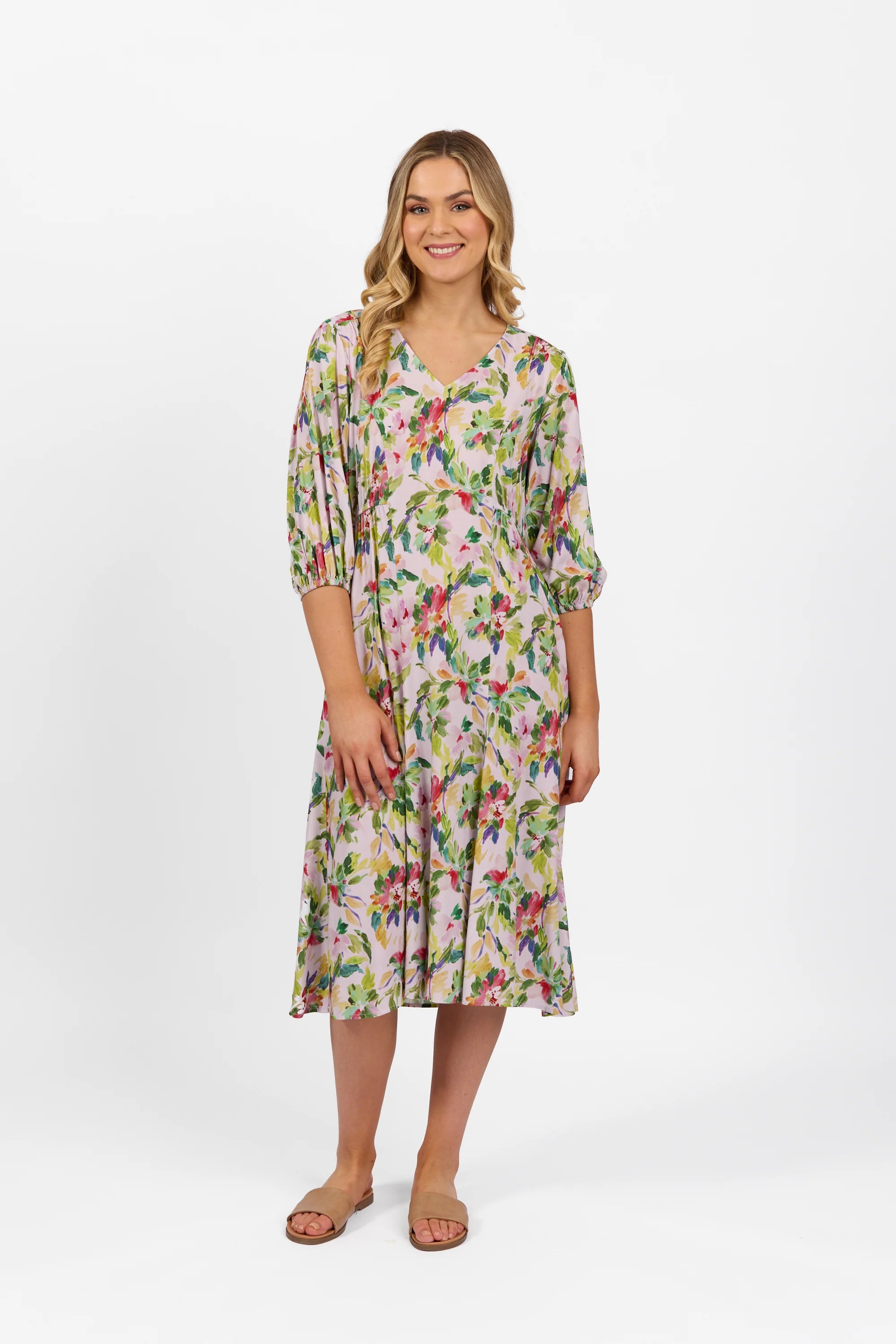 Vassalli - V Neck Midi Dress-Capri