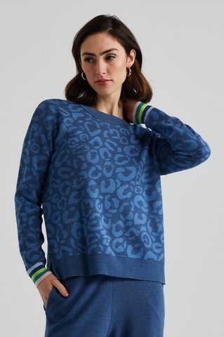 LD+Co - Leopard Crew Neck - Denim