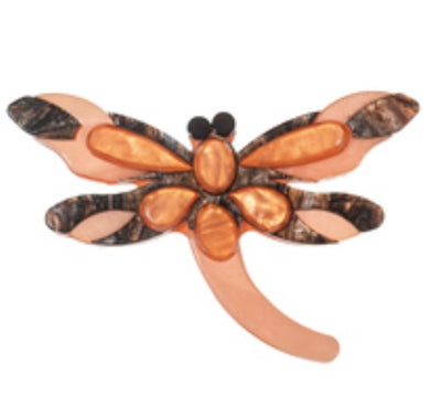 Blue Scarab - Bijou Acrylic Brooch-Orange Grey