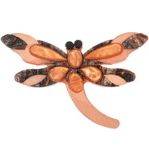 Blue Scarab - Bijou Acrylic Brooch-Orange Grey