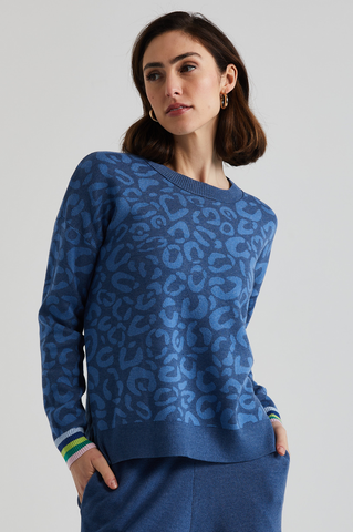 LD+Co - Leopard Crew Neck - Denim