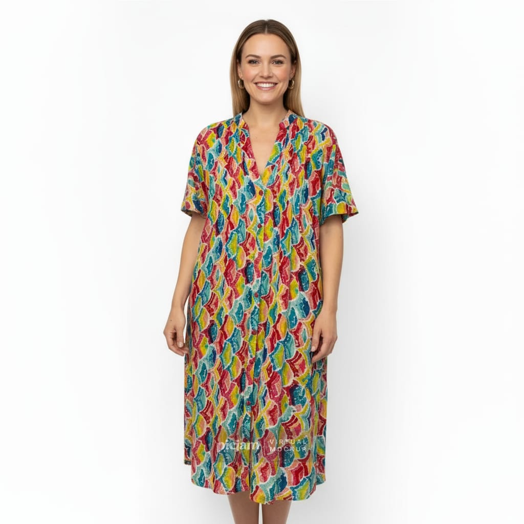 Saint Lori - Pintuck V Neck Dress-Fiesta
