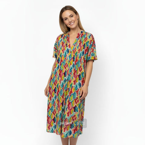 Saint Lori - Pintuck V Neck Dress-Fiesta