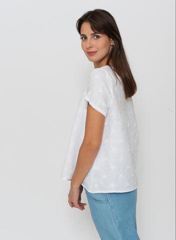Blueberry Italia - Embroidered Top-White