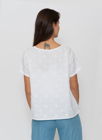 Blueberry Italia - Embroidered Top-White