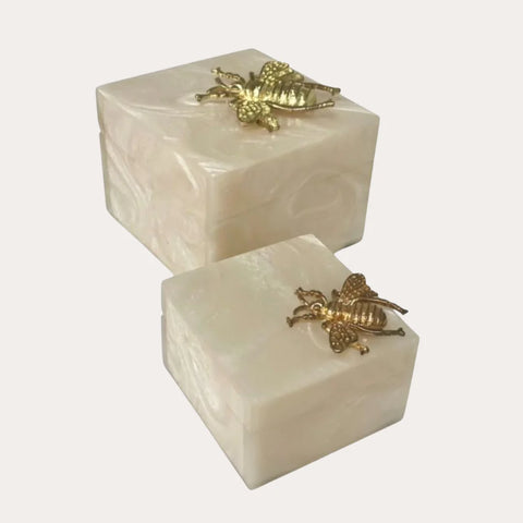 Flair - Alabaster Bee Resin Decor Boxes