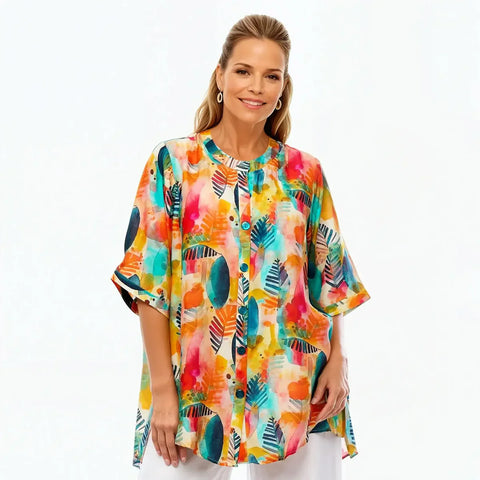 Claire Powell - A Line Bemberg Silk Shirt-Tropicana