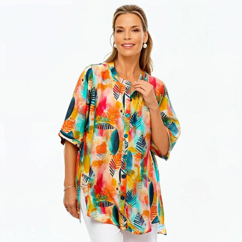 Claire Powell - A Line Bemberg Silk Shirt-Tropicana
