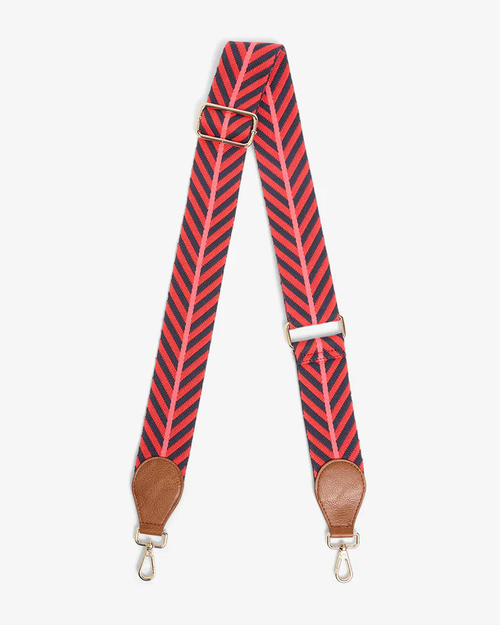 Elms+King - Accent Strap - Red/Navy Chevron with Tan Tab