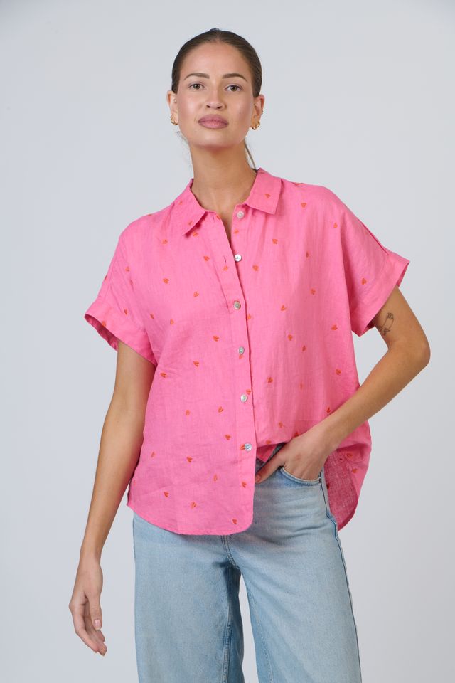 enveloppe - Linen Short Sleeve Shirt-Amour