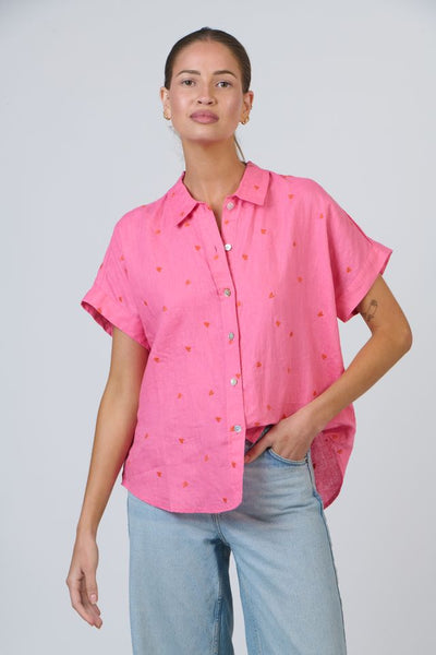 enveloppe - Linen Short Sleeve Shirt-Amour