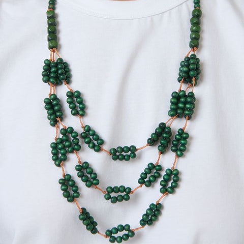 Namastai - Layered Bead Necklace - Khaki