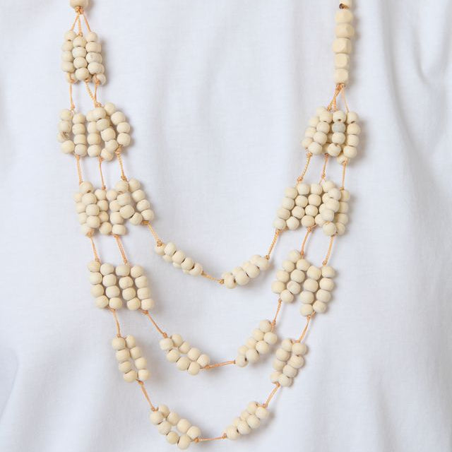 Namastai - Layered Bead Necklace - Natural White