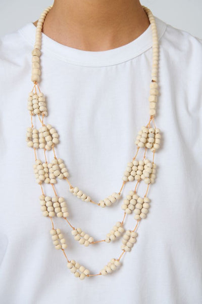 Namastai - Layered Bead Necklace - Natural White