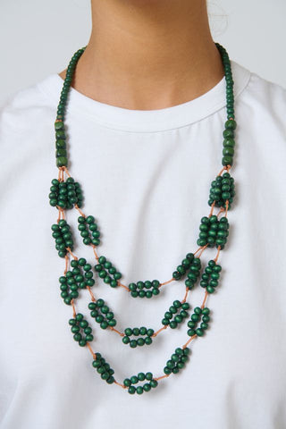 Namastai - Layered Bead Necklace - Khaki
