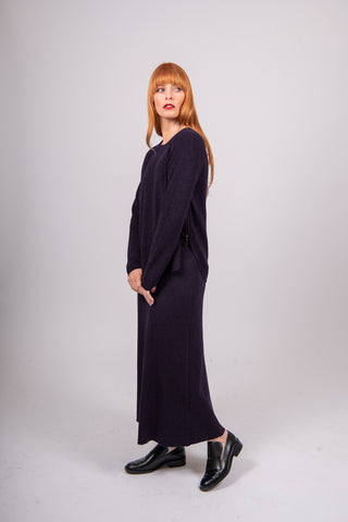 Bridge & Lord - Flared Hem Knit Skirt-Plum