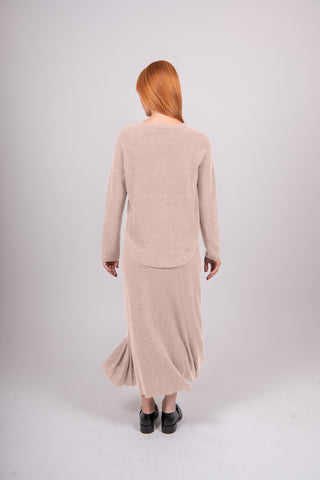 Bridge & Lord - Flared Hem Knit Skirt-Oatmeal