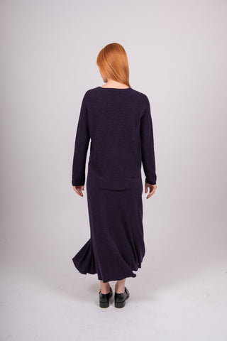 Bridge & Lord - Flared Hem Knit Skirt-Plum