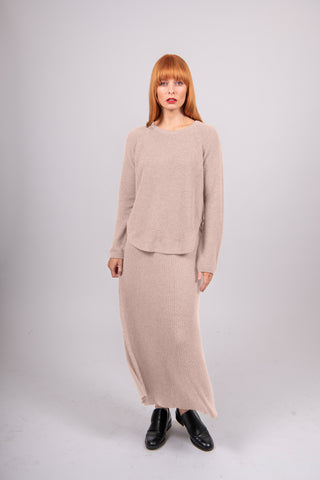 Bridge & Lord - Flared Hem Knit Skirt-Oatmeal