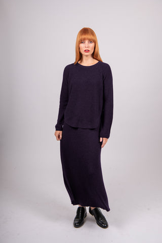 Bridge & Lord - Flared Hem Knit Skirt-Plum