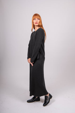 Bridge & Lord - Flared Hem Knit Skirt-Coal