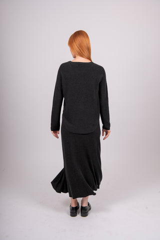 Bridge & Lord - Flared Hem Knit Skirt-Coal