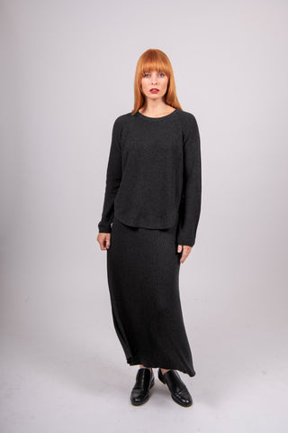 Bridge & Lord - Flared Hem Knit Skirt-Coal