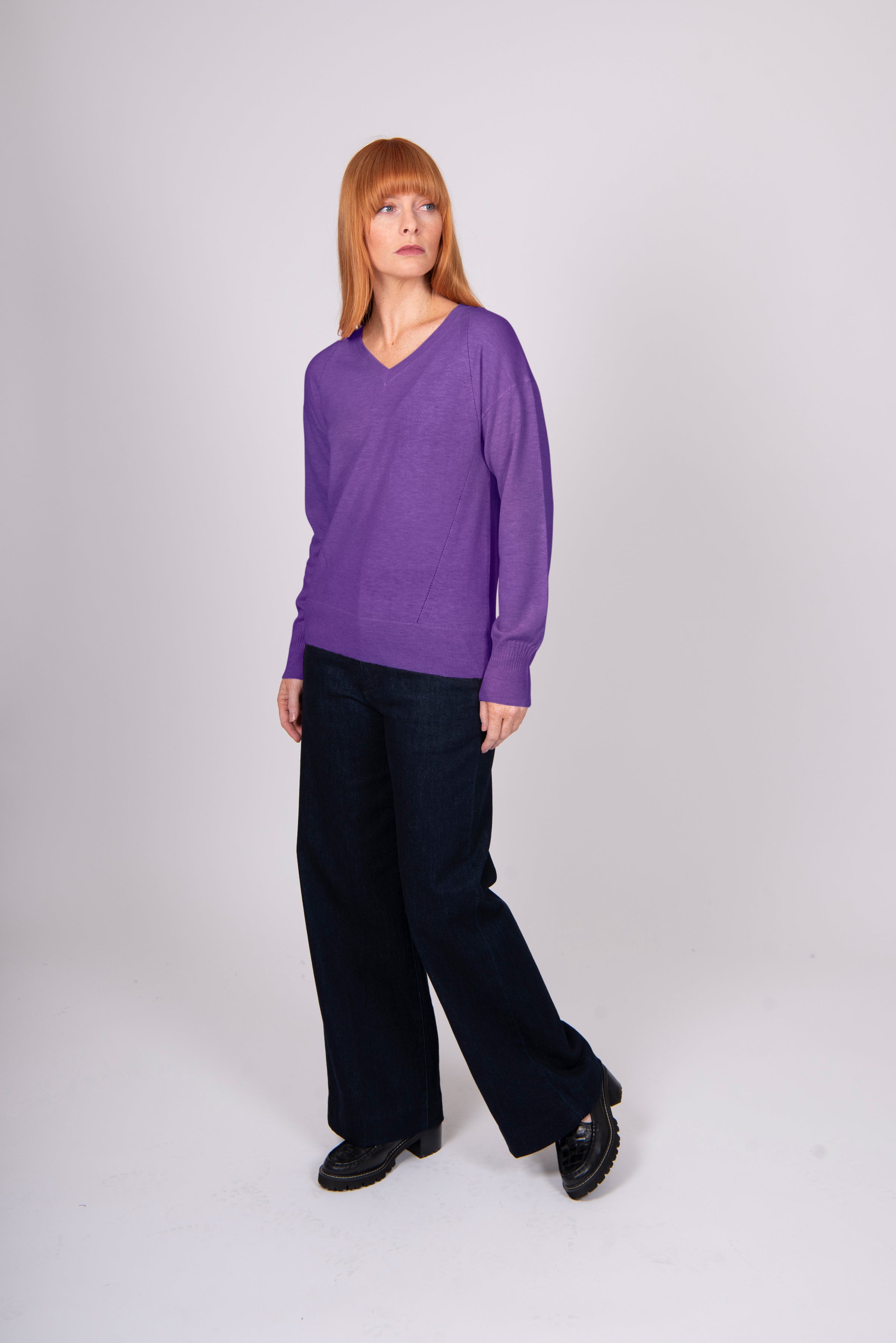 Bridge & Lord - Izzy Essential V Neck-Grape