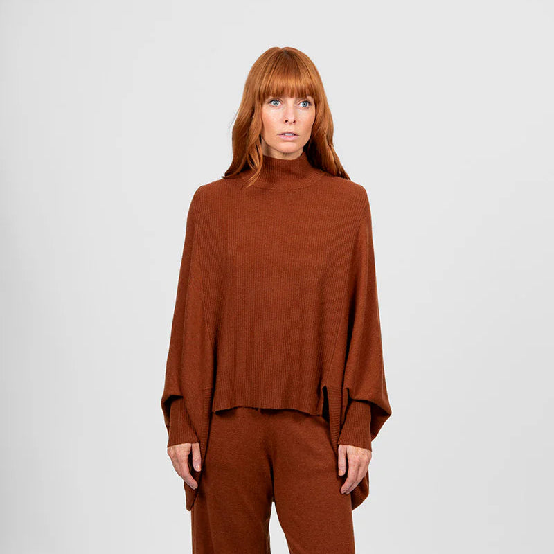 Bridge & Lord - Poncho Pullover-Cognac