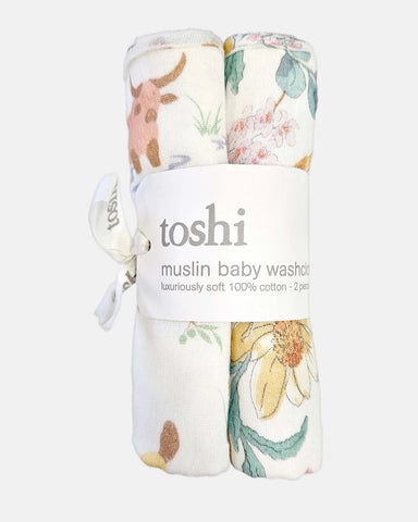 Toshi - Baby Washcloth Muslin (2 pieces) - Waratah Dawn