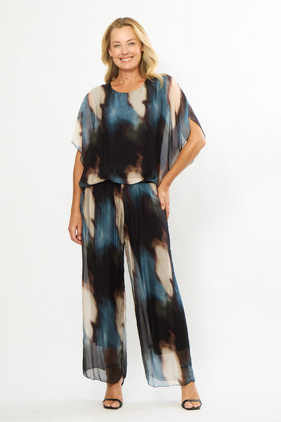 La Strada - Jenas Print Banded Batwing Top - Nero