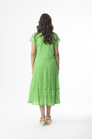 Orientique - Essentials Cotton Bias Dress with Pockets-Green