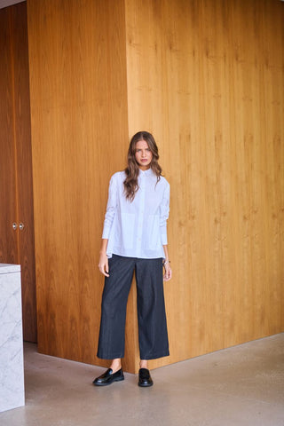 Naturals by O&J - Bikie Wide Crop Linen Pant-Charcoal