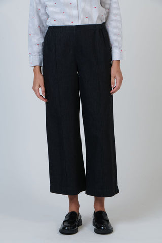 Naturals by O&J - Bikie Wide Crop Linen Pant-Charcoal