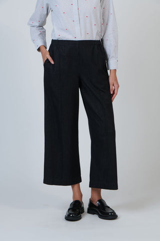 Naturals by O&J - Bikie Wide Crop Linen Pant-Charcoal