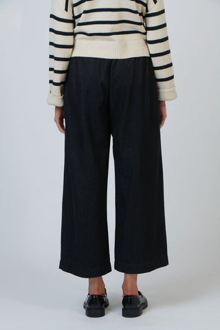 Naturals by O&J - Bikie Wide Crop Linen Pant-Charcoal