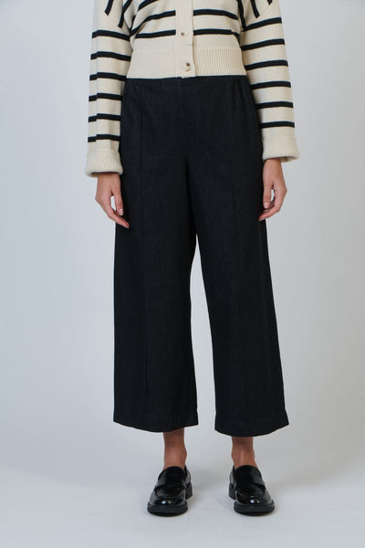 Naturals by O&J - Bikie Wide Crop Linen Pant-Charcoal