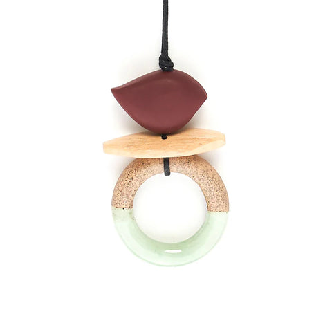 Rare Rabbit - Birdie on Ceramic Ring Necklace-Masala/Mint