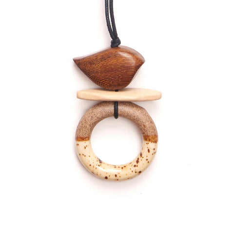 Rare Rabbit - Birdie on Ceramic Ring Necklace-Natural/Lemon