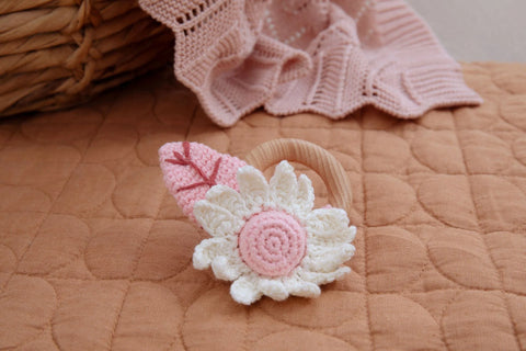 DLUX Baby - Bloom Flower Hand Crocheted Rattle-Pink