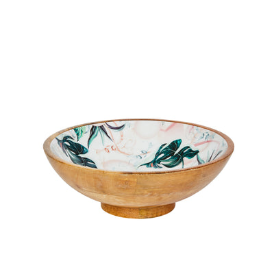 Mango Wood Bowl with Foot 25cm-Ivy