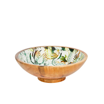 Mango Wood Bowl with Foot 25cm-Woodland Neutral