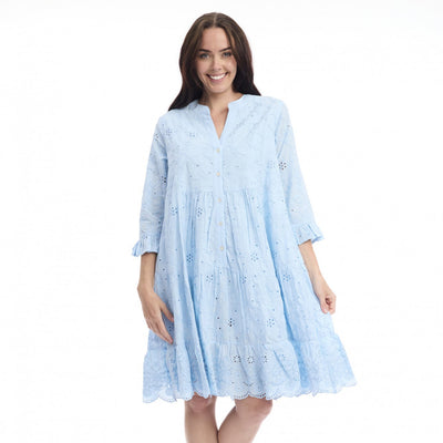 Orientique - Broderie Frill Hem & Sleeve Dress