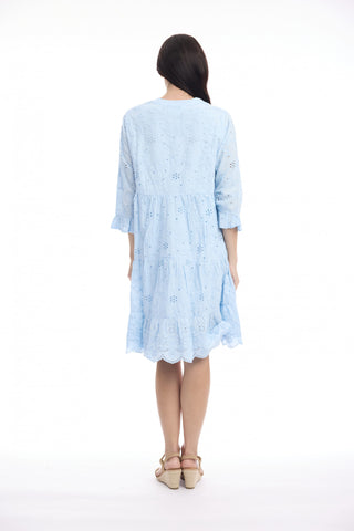 Orientique - Broderie Frill Hem & Sleeve Dress