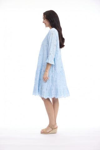 Orientique - Broderie Frill Hem & Sleeve Dress