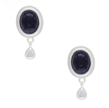 Sun Accessories - Button Top Teardrop Earrings-Black