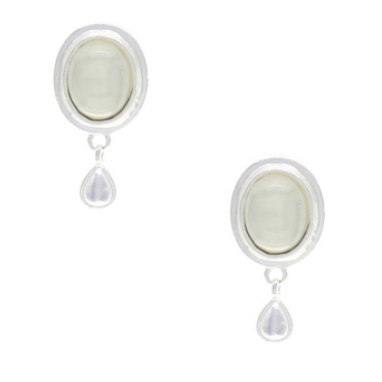 Sun Accessories - Button Top Teardrop Earrings-White
