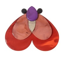 Blue Scarab - Statement Acrylic Brooch-Bugsy Red Peach