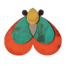 Blue Scarab - Statement Acrylic Brooch-Bugsy Orange Turquoise